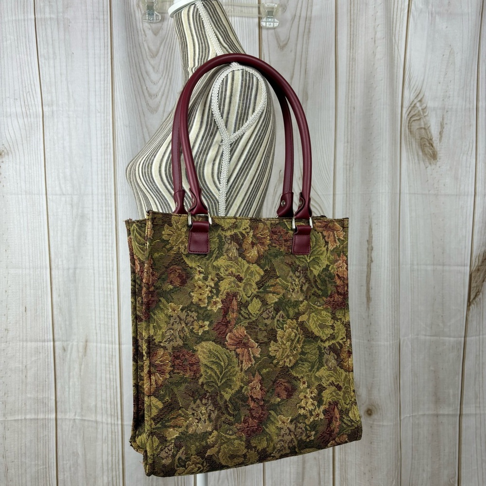Pierre Cardin Canvas Tapestry Tote Floral Multicolor 2 Strap Shoulder Bag Purse - Picture 2 of 16